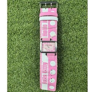 Vintage Hello Kitty Pink Wide Cuff Watch Y2KSanrio Rectangular Dial DoubleBuckle